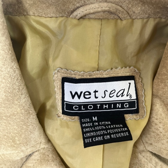 VTG Y2K Wet Seal Tan Suede Leather Collared Jacket Sz M Gilmore Girls Western - Picture 3 of 10